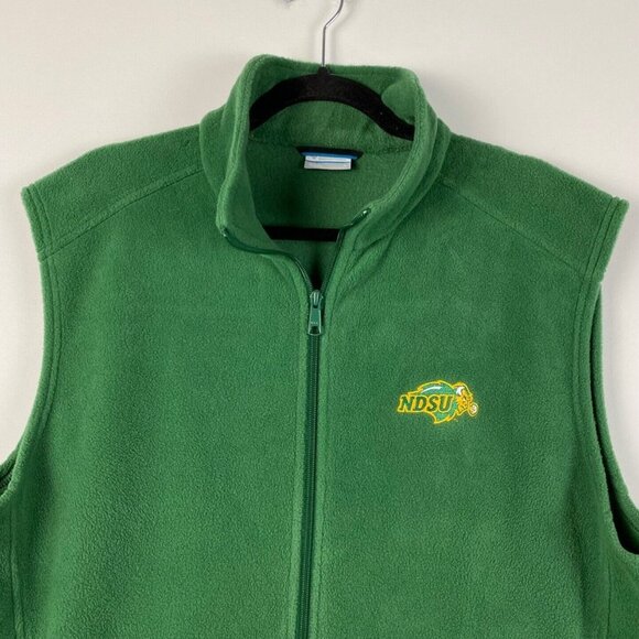 Columbia NDSU Bisons Fleece Vest Large Green Zip North Dakota State University - Picture 2 of 11